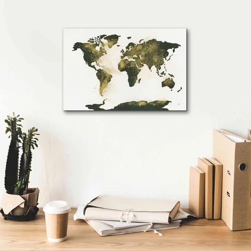 Vista 7 de Epic Graffiti 'World Map Gold Dust' por Chris Paschke, lienzo de arte para pared, 18 x 12 pulgadas