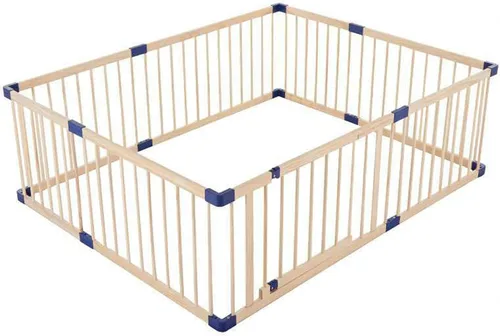 Vista 15 de Jolan Corralito de madera para bebés, valla de seguridad anticaídas, con puerta, para interiores y exteriores, centro de actividades para niños