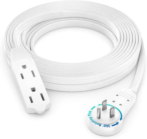 Vista 12 de Maximm - Cable de extensión de enchufe plano giratorio de 360°, 0.30 m, 16 AWG, múltiple, extensión de salida, cable con conexión a tierra, 3 Blanco