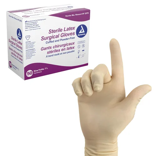 Vista 8 de Dynarex Guantes quirúrgicos de látex desechables estériles, sin polvo, pares empaquetados estérilmente, uso médico y sanitario profesional, clínica