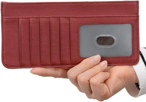 Vista 5 de ARRIZO Cartera delgada para tarjetas de crédito para mujer, con bolsillo con cremallera para efectivo, moneda, recibo, tarjeta de identificación