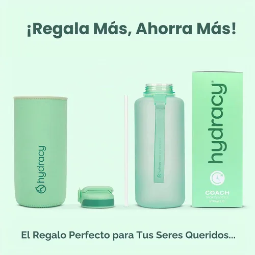 Vista 8 de Hydracy - Botella de agua grande de 2L, a prueba de roturas, de plástico Tritan sin BPA, a prueba de fugas, sin condensación, con correa de Verde