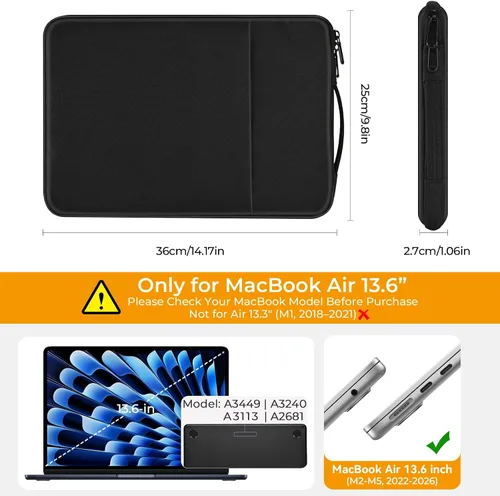 Vista 2 de EooCoo Funda mate para MacBook Air de 13 pulgadas M5/M4/M3/M2 2026-2022 Midnight Clear