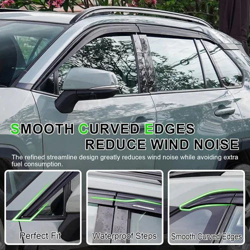 Vista 6 de Deflectores contra viento y lluvia montados en el exterior, viseras para ventanas para Toyota RAV4 2019-2025 de tamaño completo, deflectores