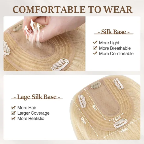 Vista 97 de Rich Choices Pelucas con topper de cabello para mujeres, cabello humano real 100% Remy, sin flequillo, para mujeres con adelgazamiento en la parte