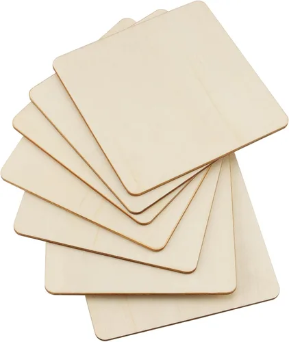 Vista 5 de HOIGON 30 piezas cuadradas de madera sin terminar, hojas de madera de tilo en blanco de 6 x 6 pulgadas, recortes de madera para manualidades
