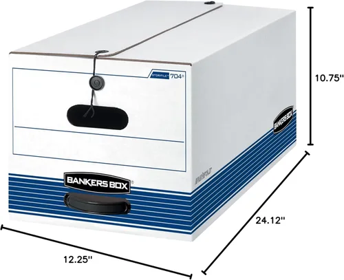 Vista 8 de Bankers Box StorFile Cajas, Carta, 500 Lb, 12"x24"x10," 12CT, color blanco, se vende como 1 caja de cartón, Fel 00704