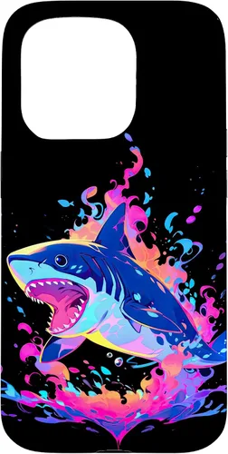 Vista 14 de iPhone 16 Colorful Shark, Spirit Animal, Multicolor Art, Case