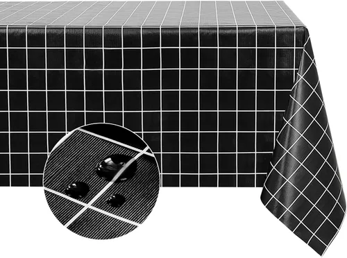 Vista 13 de Romanstile Mantel cuadrado de vinilo de verano, mantel de plástico impermeable a prueba de aceite, para exteriores, mantel de vinilo resistente