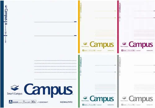 Vista 19 de KOKUYO Cuadernos de composición, paquete de 5 cuadernos Campus Semi-B5 con regla de puntos B de 6 mm, 30 hojas, cuaderno rayado para la escuela