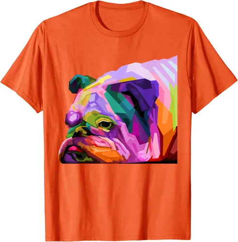 Vista 104 de Camiseta de retrato pop artístico de bulldog británico inglés para dueños de perros, Negro, S