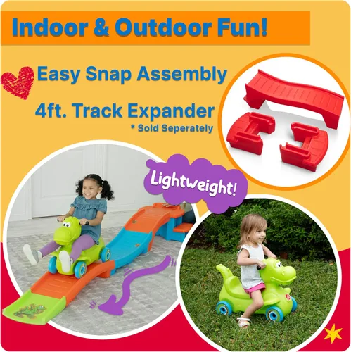 Vista 6 de Step2 Dino Dash Up & Down Roller Coaster para niños, vehículo de juguete para empujar, juego de interior/exterior, hecho de plástico duradero