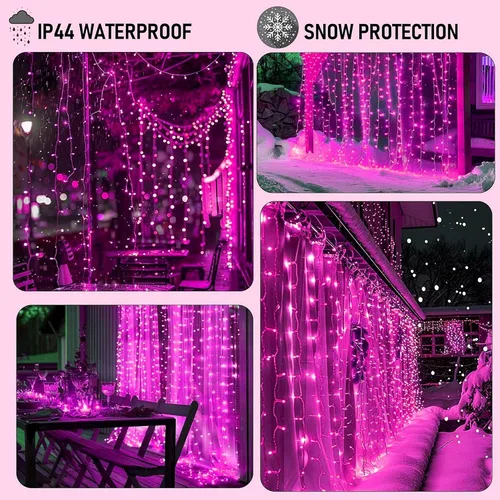 Vista 7 de Dazzle Bright 300 luces LED para cortina, luces de hadas del Día de San Valentín para dormitorio con 8 modos de iluminación, luces de ventana