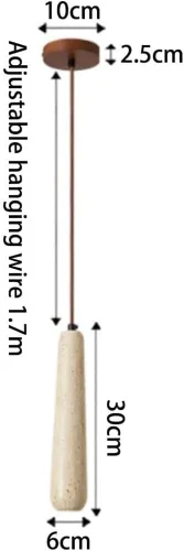 Vista 5 de 11.8IN Long Tube Hanging Lamp Mid Century Industrial Yellow Travertine Pendant Lights Japanese Style Simple Small Chandeliers for Dining Room Living