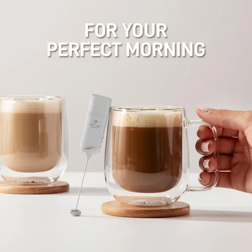 Vista 8 de Varita de espumador de leche mini y potente – Potente espumador de café de mano, mezclador de bebidas operado con batería – Tamaño de bolsillo