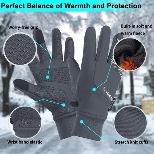 Vista 3 de Guantes térmicos de invierno para hombres y mujeres guantes cálidos para congelador antideslizantes impermeables ligeros para pantalla táctil