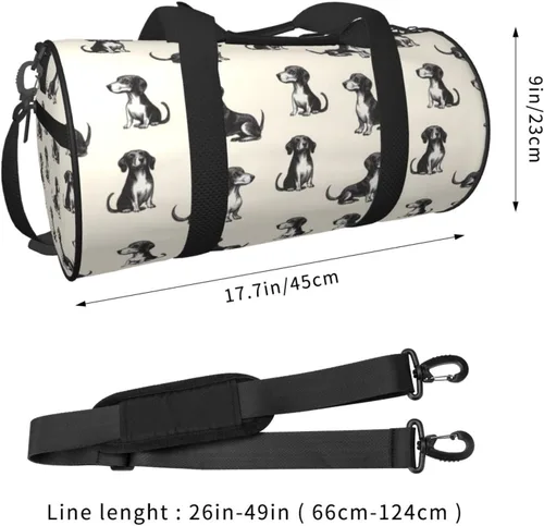 Vista 2 de Large Duffle Bag for Travel - Retro Sausage Dog Print Gym Bag for Women Men, Travel Foldable Bags for Women Men with Zippered Multiple Pockets