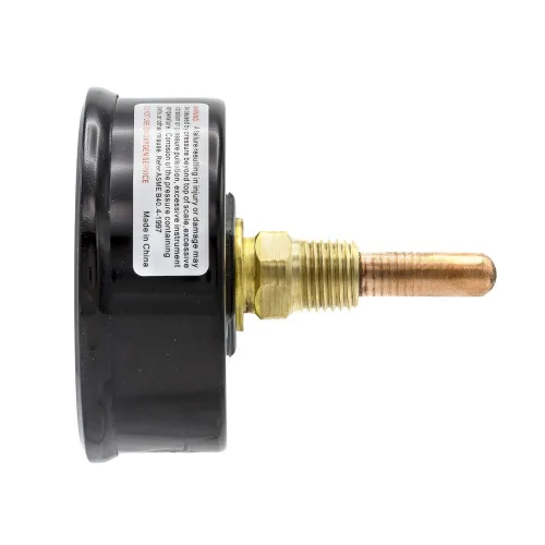 Vista 2 de PIC Gauges TRI-RC-254R1.75-D Tridicador comercial, caja de acero negro, internos de bronce, lente de plástico con indicador rojo, esfera de 2.5