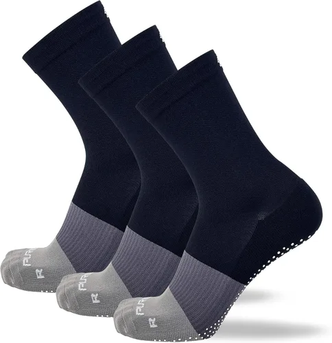 Vista 2 de Pure Athlete Grip Socks Soccer - Calcetines antideslizantes para hombre, color negro 3 pares - negro-gris
