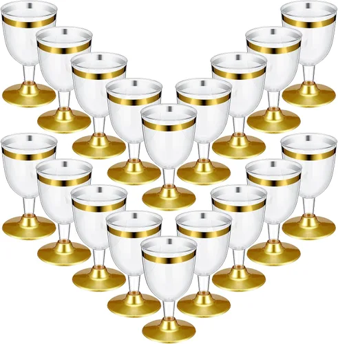 Vista 7 de Didaey 48 copas de vino de plástico desechables de 6 onzas, copas de vino para fiestas, vasos de plástico duro con tallo apilables para copas