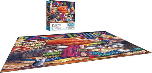Vista 6 de RoseArt - Puzzle Collector - The Old Book Shops Cats - Rompecabezas de 1000 piezas para adultos