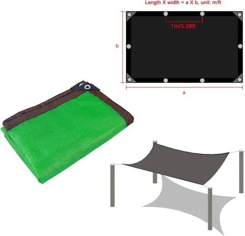 Vista 8 de Tela de protección solar verde, vela rectangular, cubierta de red de protección contra el calor, red de sombreado resistente a los rayos UV, malla