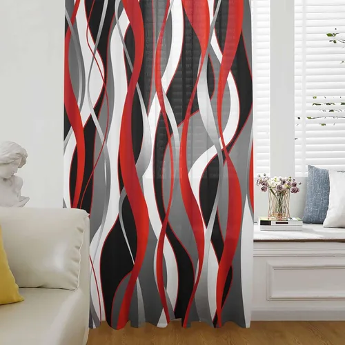 Vista 10 de Cortinas traslúcidas de playa de 63 pulgadas de largo, panel de cortina traslúcida para sala de estar, cortinas de cocina con bolsillo para barra