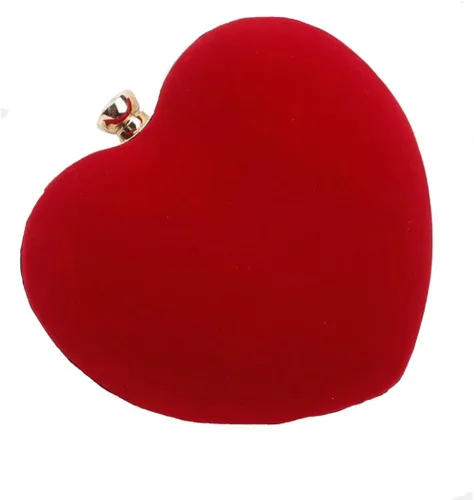 Vista 4 de Bolso en forma de corazón para mujer, mini bolso de cadena de embrague, bolso de hombro elegante, bolso de noche