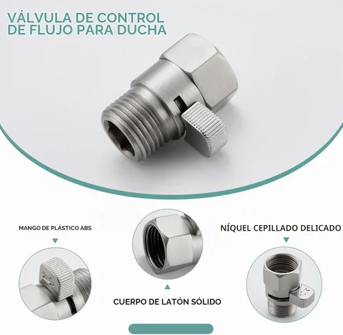 Vista 4 de Aomasi Restrictor de flujo de cabezal de ducha para baño doméstico, níquel Níquel cepillado