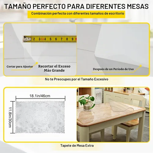 Vista 6 de VEVOR - Protector de escritorio transparente, 42 x 78 pulgadas, de 1.5 mm de grosor, rectangular, de plástico impermeable, antiarañazos y fácil