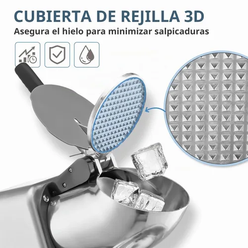 Vista 4 de Máquina de afeitar de hielo trituradora eléctrica de cono de nieve, 4 cuchillas 300 W, 143 libras/hora, máquina de hielo afeitado de acero
