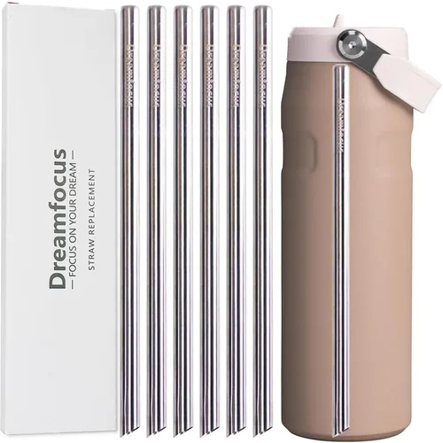 Vista 8 de Dreamfocus Pajitas de metal reutilizables de acero inoxidable de repuesto para Stanley IceFlow Aerolight Flip Straw 2.0 botella de 16 onzas, paquete