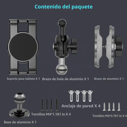 Vista 7 de Porfortop Soporte de aluminio resistente para tableta, soporte para tableta, soporte de montaje en automóvil, soporte ajustable de 2 etapas de 360°