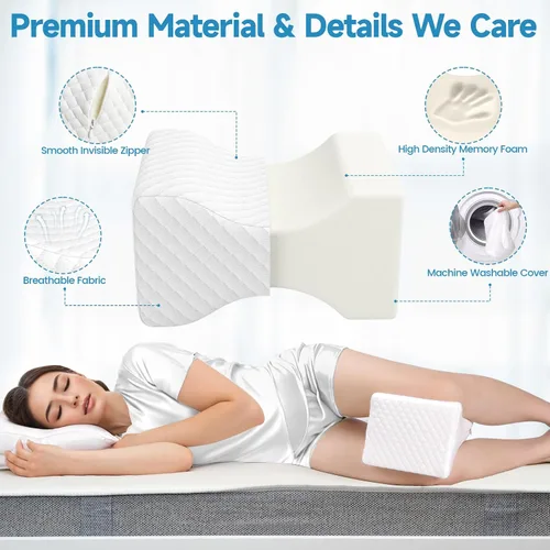 Vista 9 de TranquilRelax Almohada de rodilla para dormir de lado, almohada de piernas