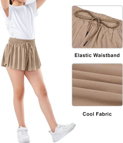 Vista 5 de Pantalones cortos fluidos para niñas, pantalones cortos de mariposa para niños, pantalones cortos deportivos para niños pequeños, faldas de tenis 2
