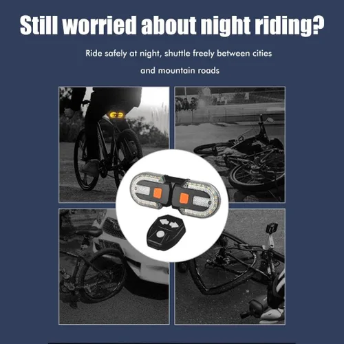 Vista 4 de LED Bicycle Rear Light, Bike Turn Signals with Wireless Remote Control, USB Charging, Bicycle Rear Light, Turn Signal Indicators for Safe Night