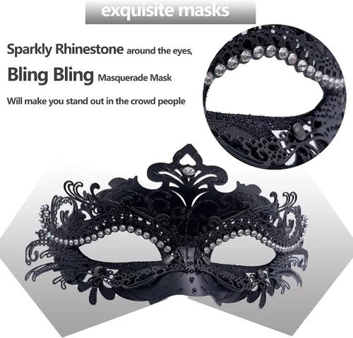 Vista 2 de Máscara de máscaras para parejas con palo para mujeres y hombres, máscara de Mardi Gras, máscaras de disfraz para fiesta veneciana y festival