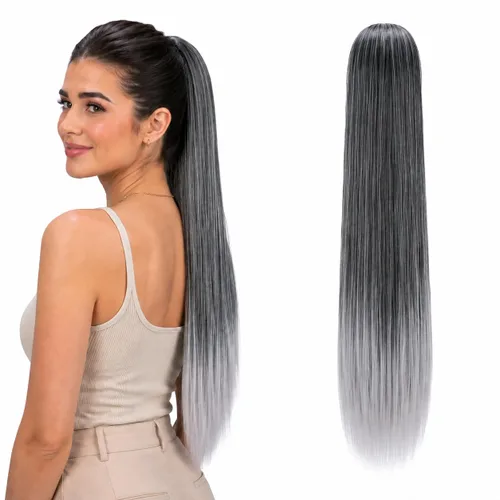 Vista 14 de CAISHA 26" pelo largo extensión cola de caballo cordón Straigth fibras sintéticas resistentes al calor mezcla rubio PH615
