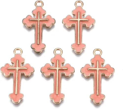 Vista 6 de Colgantes de aleación de cruz esmaltada Crucifijo Cruz Metal Colgantes para DIY Pendiente Pulsera Collar Llavero Joyería Fabricación Artesanía
