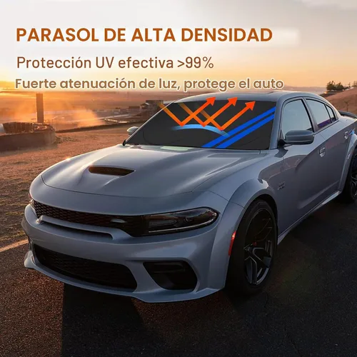 Vista 2 de Parasol para parabrisas delantero para Dodge Charger Challenger Durango Journey Ajuste universal para todos los coches Dodge Visor de sol plegable