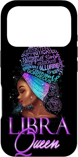 Vista 30 de Purple Libra Queen African American Woman Septiembre Octubre Funda para iPhone 17