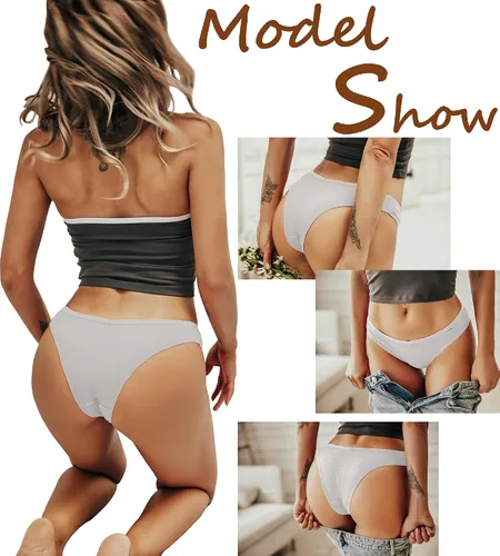 Vista 3 de FINETOO Ropa interior de algodón para mujer, sexy, elástica, de tiro bajo, hipster, suave, con cintura en V