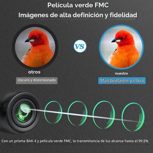 Vista 3 de Timorn Binoculares para adultos observación de aves 10x42 HD con adaptador Binoculares de alta potencia para adultos, lente FMC para imágenes claras