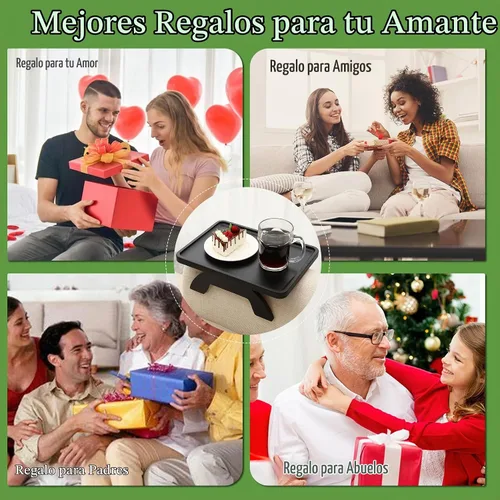 Vista 8 de Mesa de Brazo de Sofá SINWANT, Bandeja de Brazo de Sofá de Bambú para Respaldo, Bandeja con Clip de 13.78" para Sofá para Sala de Estar, Snack