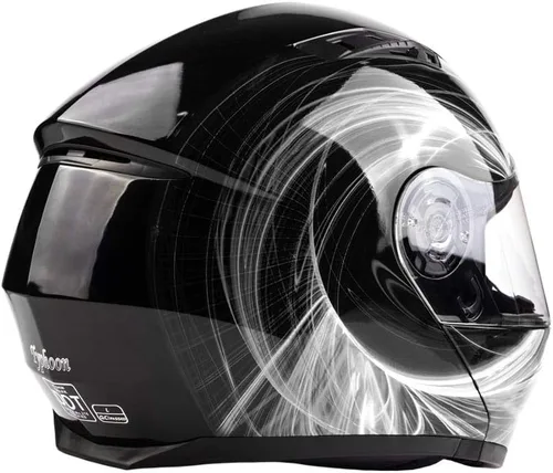 Vista 4 de Casco de motocicleta modular para adultos DOT con anteojos de sol retráctiles de cara completa abatibles Typhoon TH158