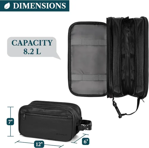 Vista 3 de PAVILIA - Bolsa de aseo para hombres, estuche de viaje esencial con kit de afeitado Dopp, bolsa de viaje organizadora de artículos de tocador