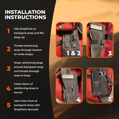 Vista 4 de StrapPack - Bolsa de clip para radio y GPS, accesorio de mochila para cazadores, socorristas, seguridad pública, excursionistas y viajeros