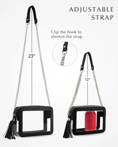 Vista 6 de Unilily Bolsa transparente para eventos en estadios – Bolso cruzado transparente aprobado por estadios para mujeres, conciertos, deportes
