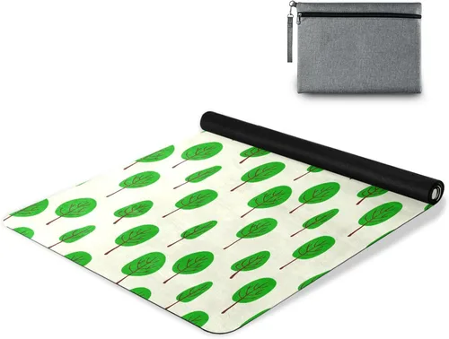 Vista 9 de Cartoon Tree Thin Yoga Mat with Bag, Non Slip Fitness Workout Mat, Foldable Suede Rubber Yoga Mat for Yoga Pilates and Fitness, 70.8" L x 26" W x 1mm