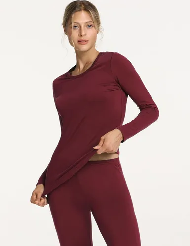 Vista 3 de TSLA Conjunto de ropa interior térmica para mujer, vellón suave, pantalones largos, primera capa cálida para invierno, parte superior e inferior